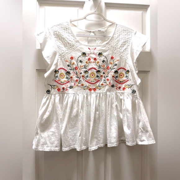 Lucky Brand White Embroidered Peplum Top – Size M - Picture 13 of 16